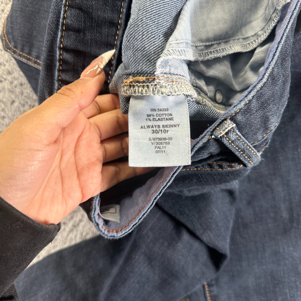 Gap Jeans Womens 10 Blue Cotton Denim Skinny Workwear Faded Dark Wash Stretch - Picture 6 of 10